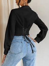 Solid Button Front Crop Shirt
